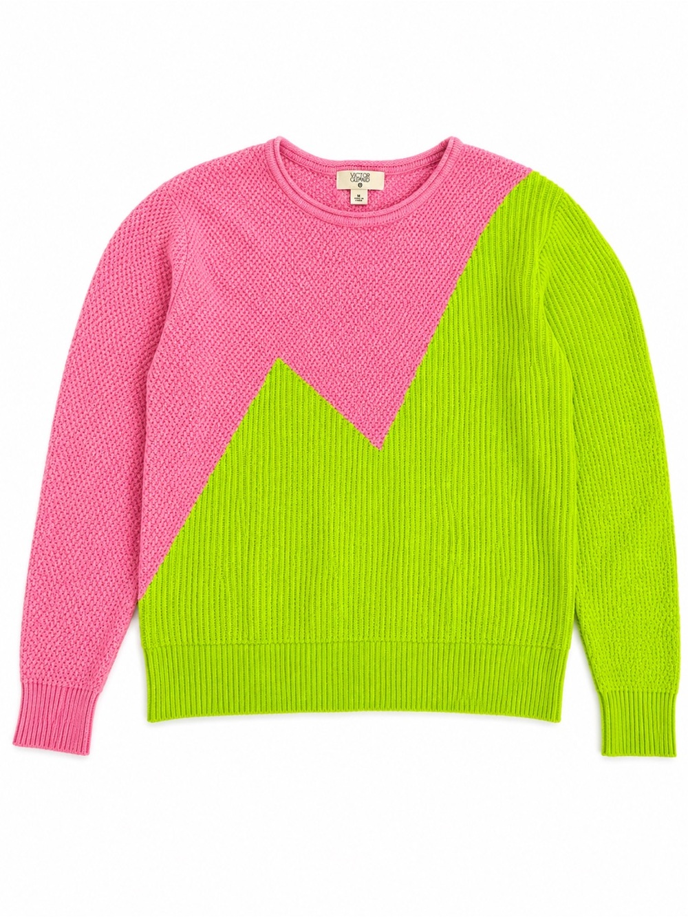 Victor Glemaud x Target Colorblock Knit Sweater Pink & Neon Green | Size Medium